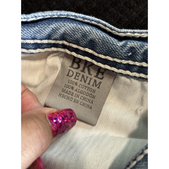 BKE Buckle Derek Denim Jeans Straight Leg Light Wash Size 33L Logo‎ Low Rise - Picture 5 of 7